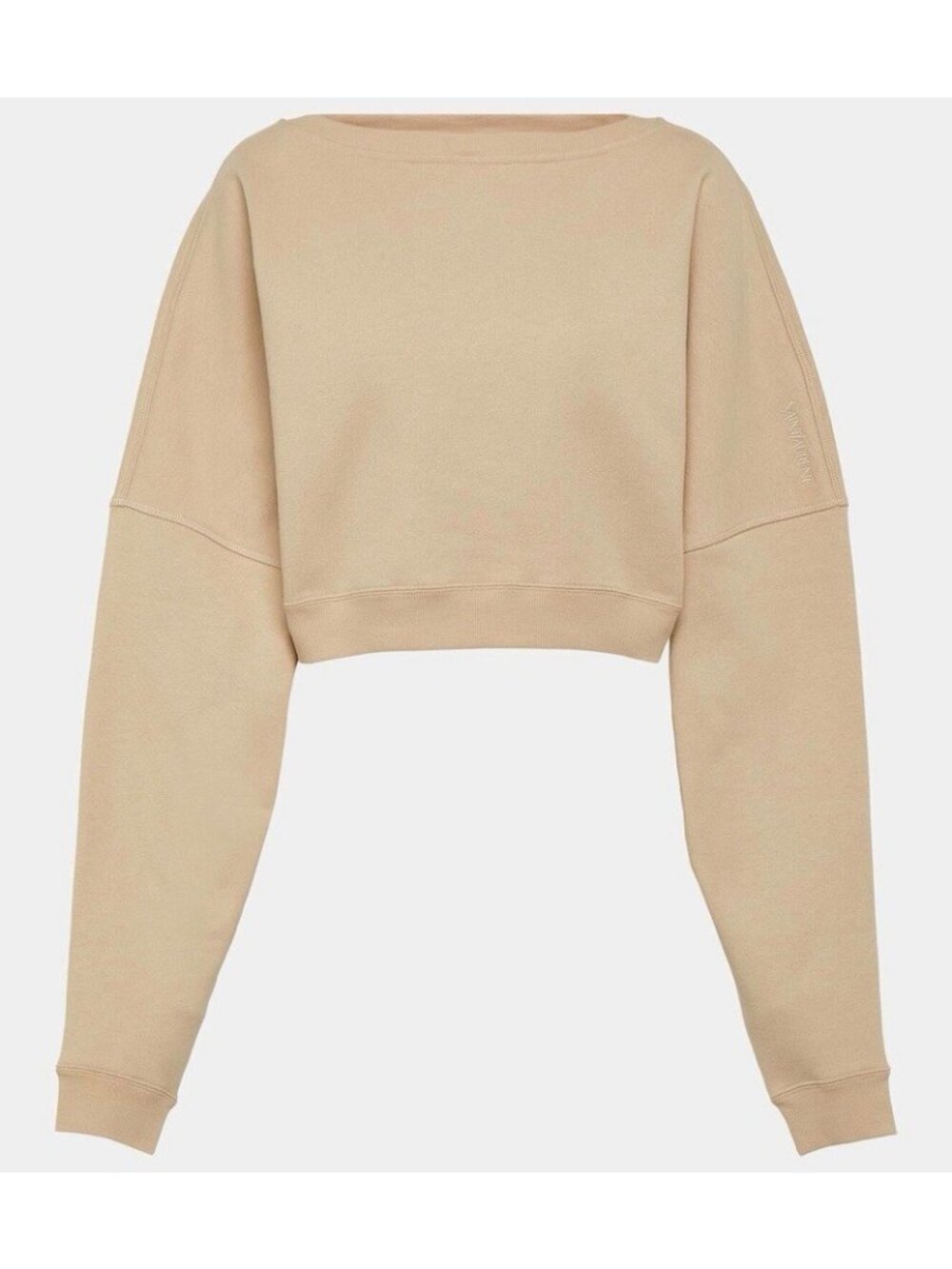 NWT Saint Laurent Cropped cotton fleece sweatshirt Sz M 100% Authentic